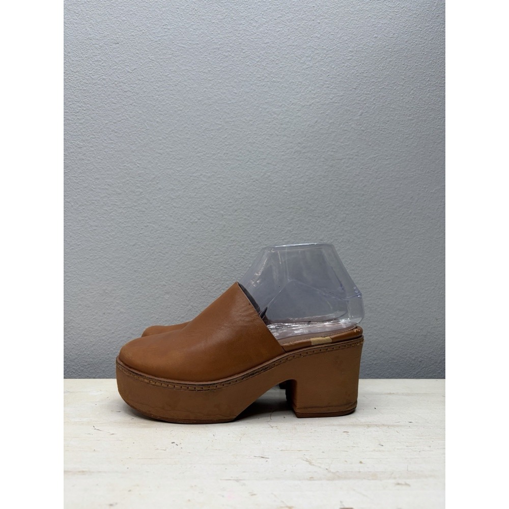FitFlop Brown Leather Pilar Platform Mules Size 5
